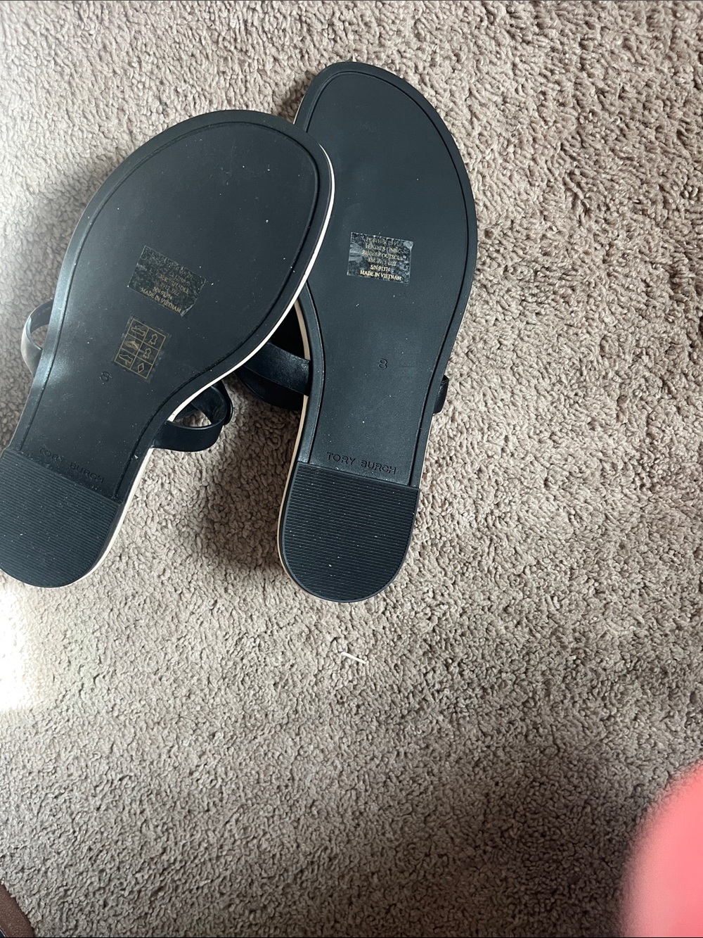 Tory Burch Black Jeweled Logo Thong Sandals with White Footbed - Picture 4 of 4